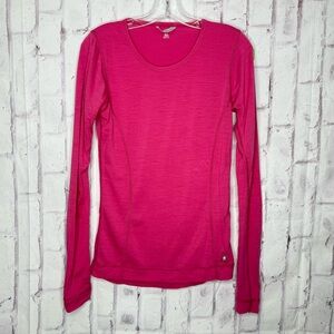 Smartwool Womens Merino Wool Base Layer Size M Pink Long Sleeve Outdoor Running